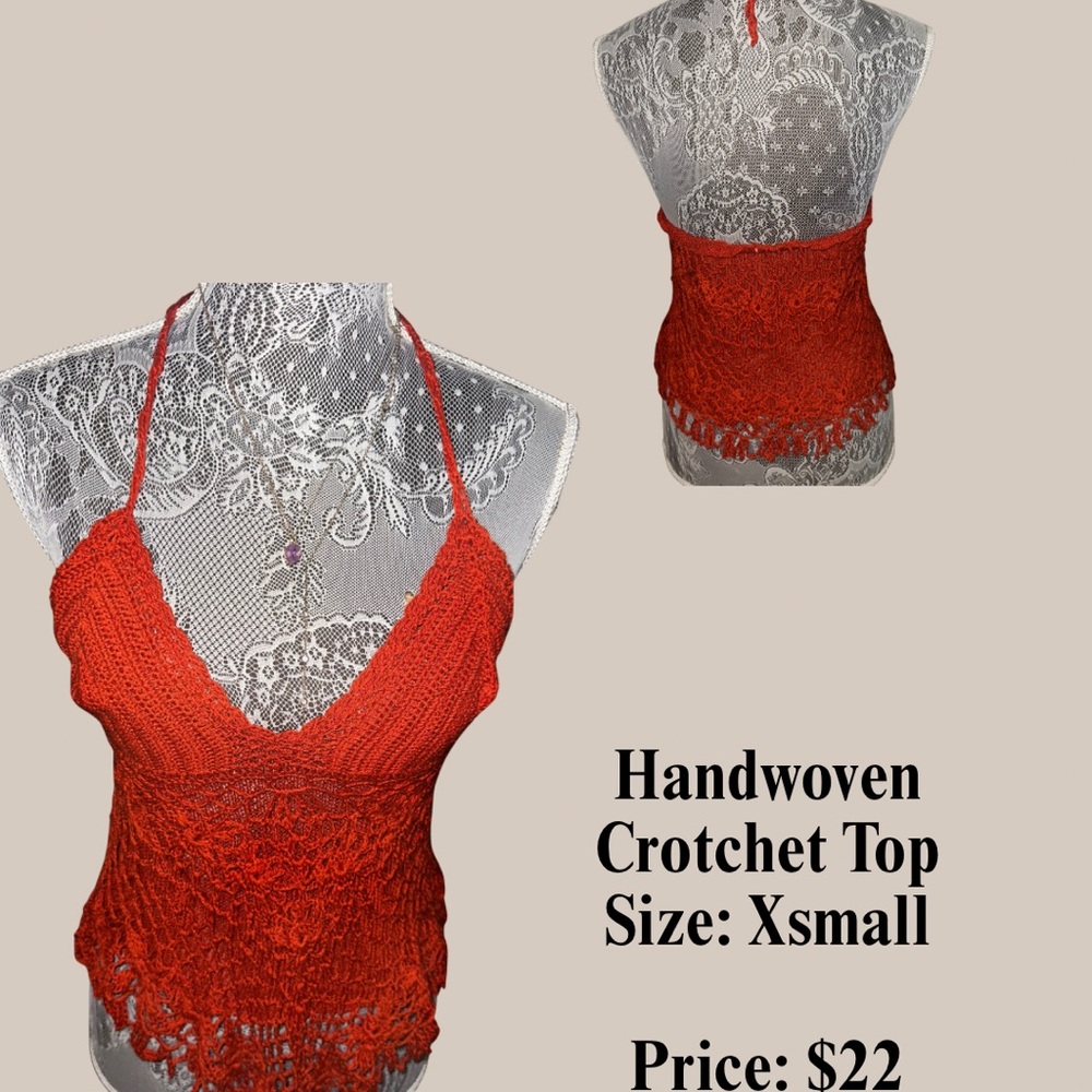 Handwoven Red Crochet Top